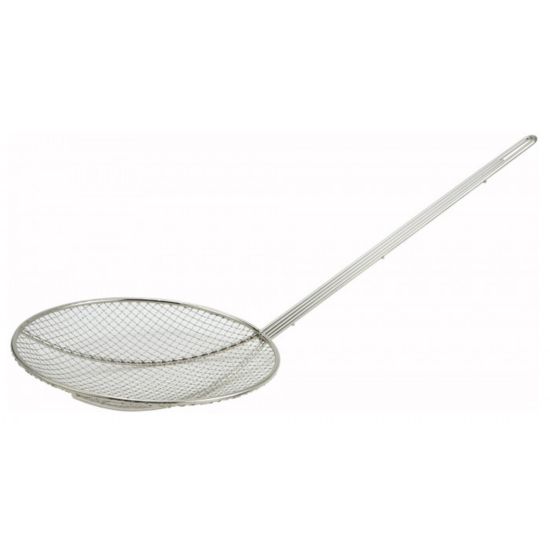 Winco SC-12 12" Diameter Round Short Handle Stainless Steel Perforated Skimmer