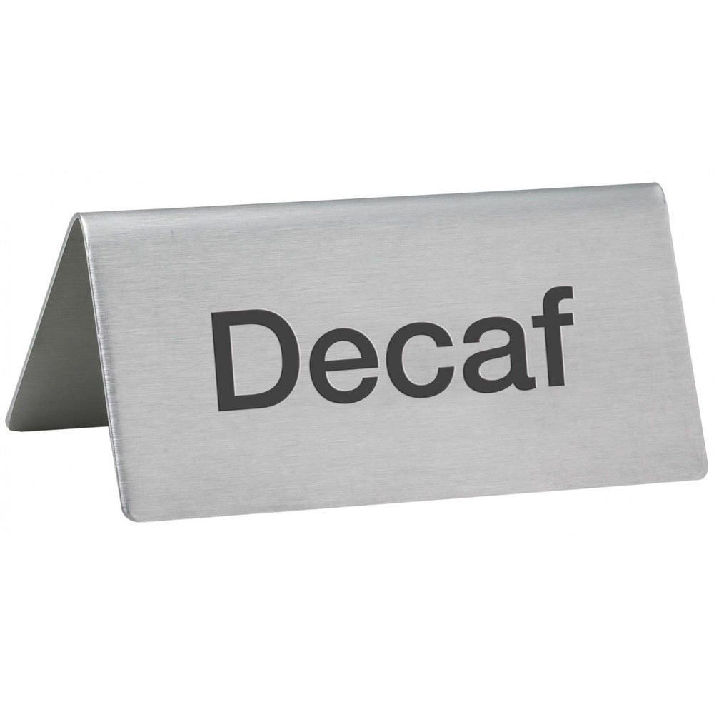 Winco SGN-102 Stainless Steel "Decaf" Tent Sign