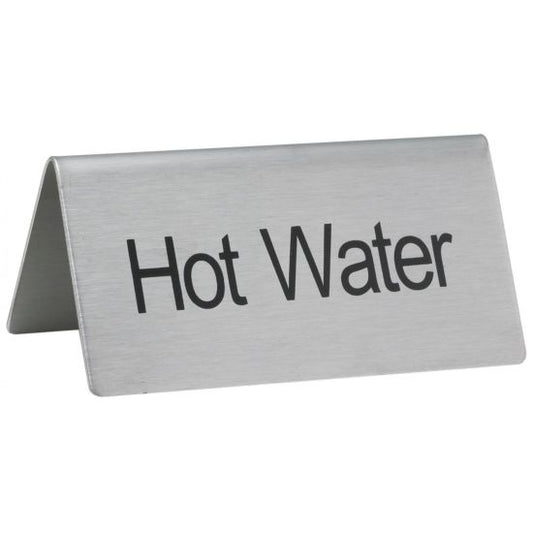 Winco SGN-104 Stainless Steel "Hot Water" Tent Sign