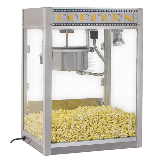 Winco 11087 Benchmark 8 oz Kettle Silver Screen Popcorn Machine - 120V