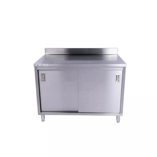 KCS CBS-2448-4BS 24" x 48" Stainless Steel Storage Welded Cabinet with With 2 Sliding Doors and 4" Backsplash