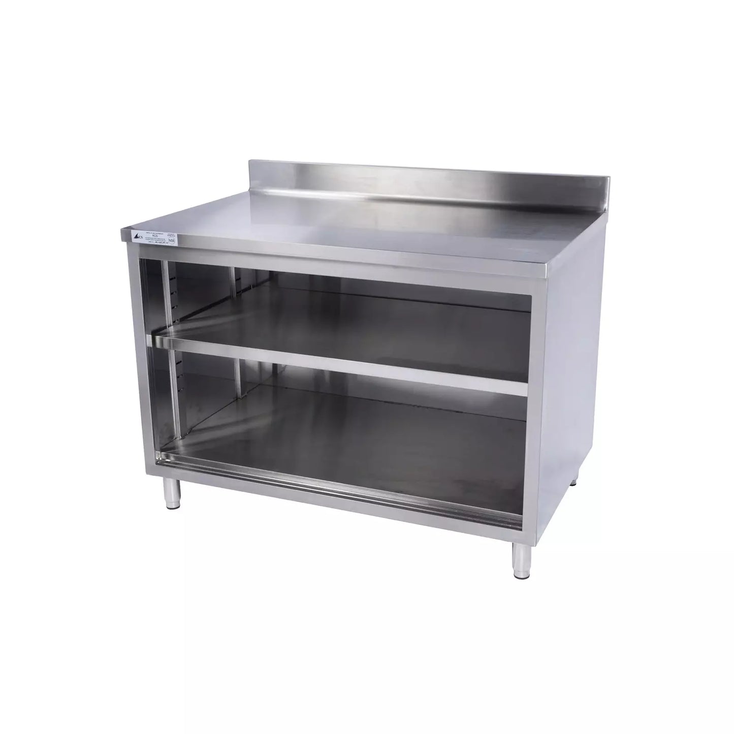 KCS CBS-2448-4BSWO 24" x 48" Stainless Steel Storage Welded Cabinet Open Front with 4" Backsplash