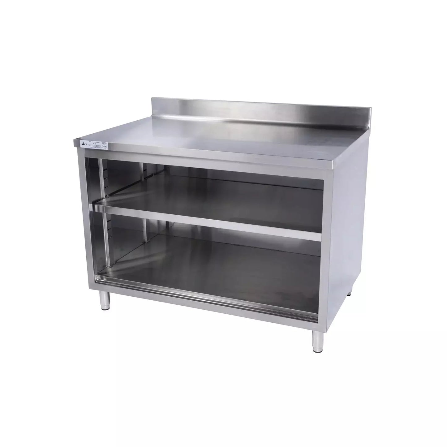 KCS CBS-3048-4BSWO 30" x 48" Stainless Steel Storage Welded Cabinet Open Front with 4" Backsplash