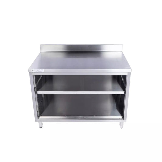 KCS CBS-2460-4BSWO 24" x 60" Stainless Steel Storage Welded Cabinet Open Front with 4" Backsplash