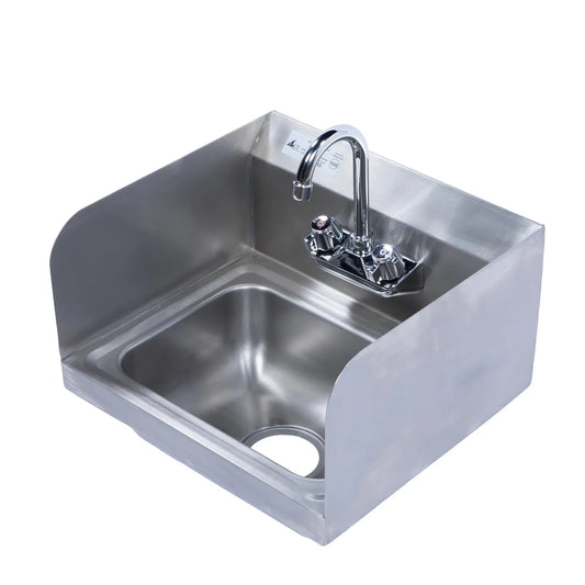 KCS HS3 15" x 17" Stainless Steel Wall Mount Hand Sink with Side Backsplash