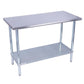 KCS 30″x 72″ Stainless Steel Work Tables with Galvanized Undershelf
