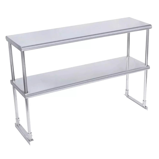 KCS DOB12120 12" x 120" Heavy Duty Adjustable Stainless Steel Double Over Shelf