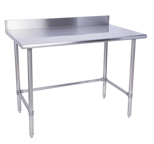 KCS WSCB-3030-B 30" x 30" Stainless Steel Work Table With Cross Bar & 4" Backsplash