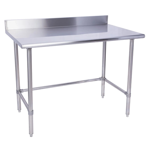 KCS WSCB-2424-B 24" x 24" Stainless Steel Work Table With Cross Bar & 4" Backsplash