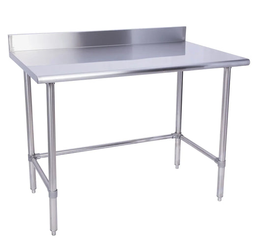 KCS WSCB-3036-B 30" x 36" Stainless Steel Work Table With Cross Bar & 4" Backsplash