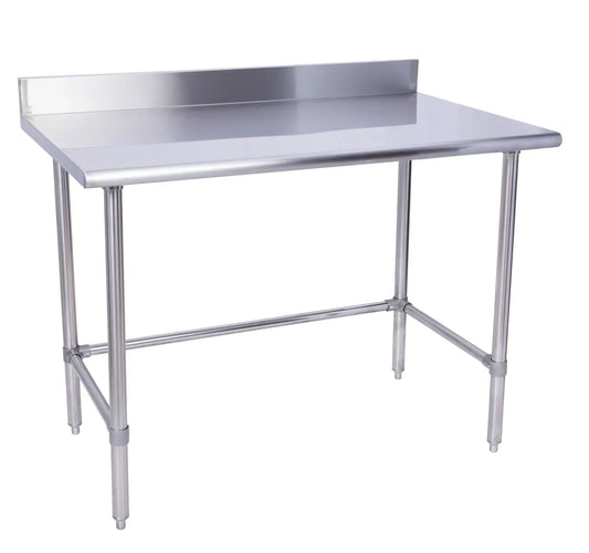 KCS WSCB-3060-B 30" x 60" Stainless Steel Work Table With Cross Bar & 4" Backsplash