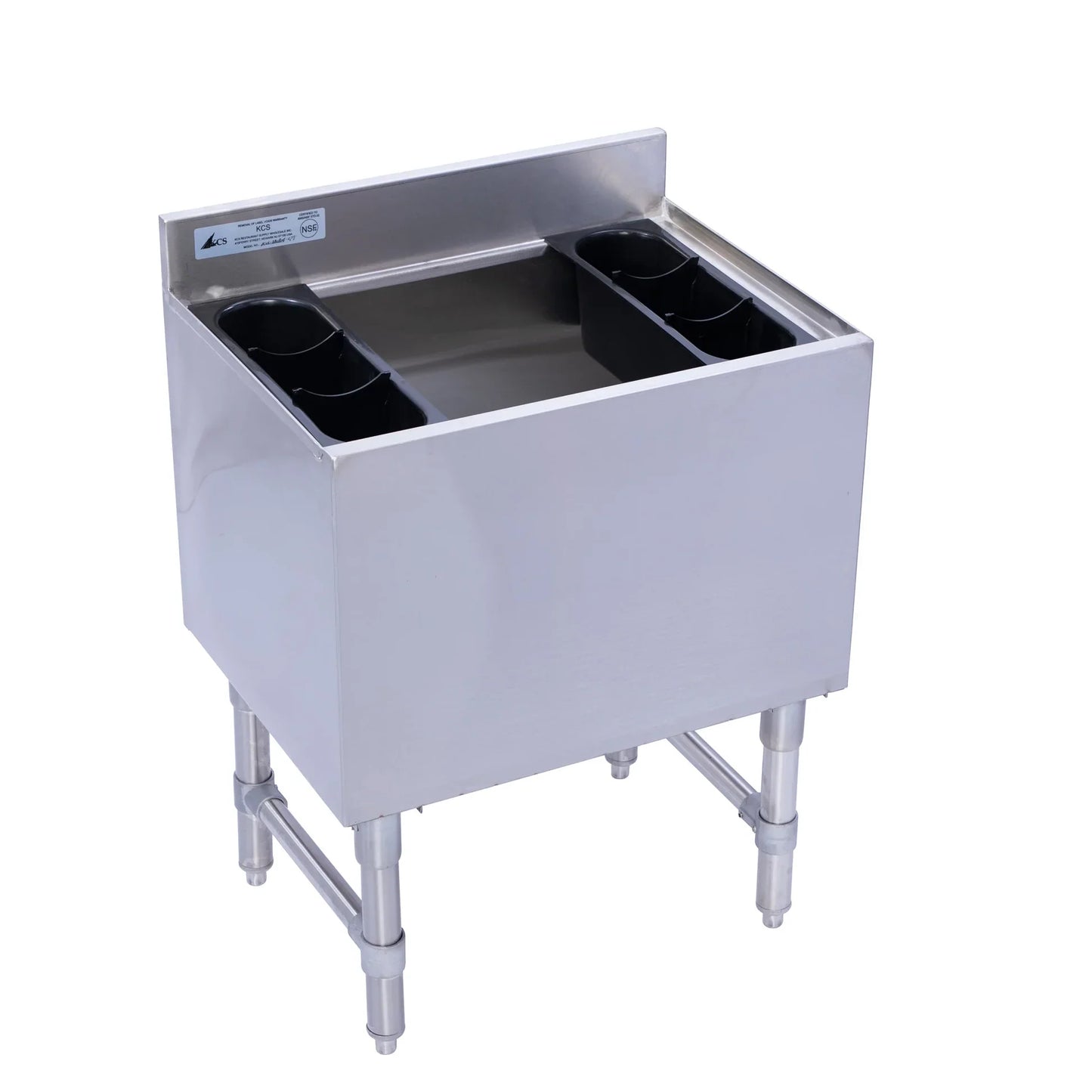 KCS IB1830DP-CPT 30" Wide Stainless Steel Insulated 15" Deep Underbar Ice Bin with 7-Circuit Cold Plate