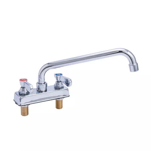 KCS DELDF-D412 4" Center Deck Mount Sink Faucet with 12" Swing Spout