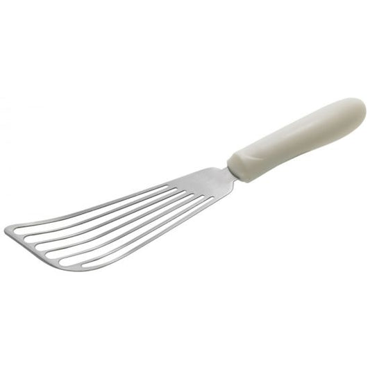 Winco TWP-60 Slotted Blade Fish Spatula with White Handle, 6-3/4" x 3-1/4"