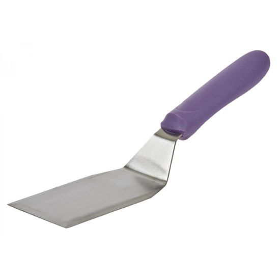 Winco TWP-61P Allergen Free Purple Handle Stainless Steel Offset Hamburger Turner, 5-1/8" x 2-7/8"