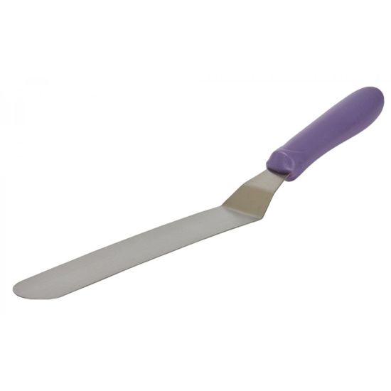 Winco TWPO-9P 8-1/2" Allergen Free Purple Handle Stainless Steel Offset Spatula