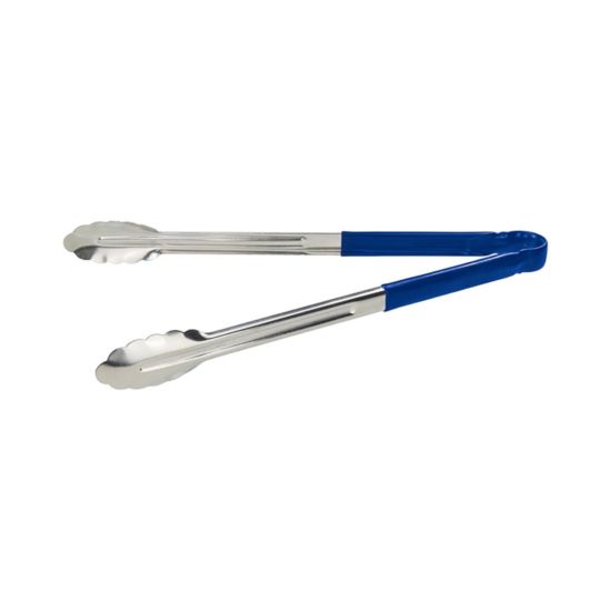 Winco UT-16HP-B 16" Stainless Steel Utility Tongs, Blue Handle