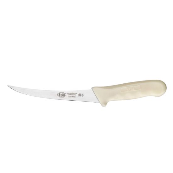 Winco KWP-60 Stal 6" Curved Boning Knife with White Handle