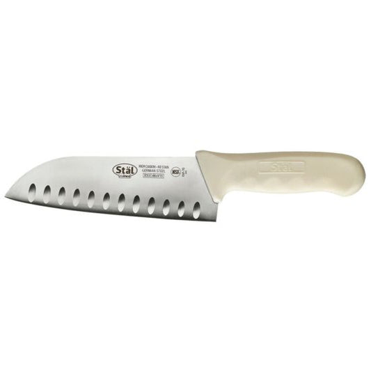 Winco KWP-70 Stal 7" Santoku Chef Knife with White Handle