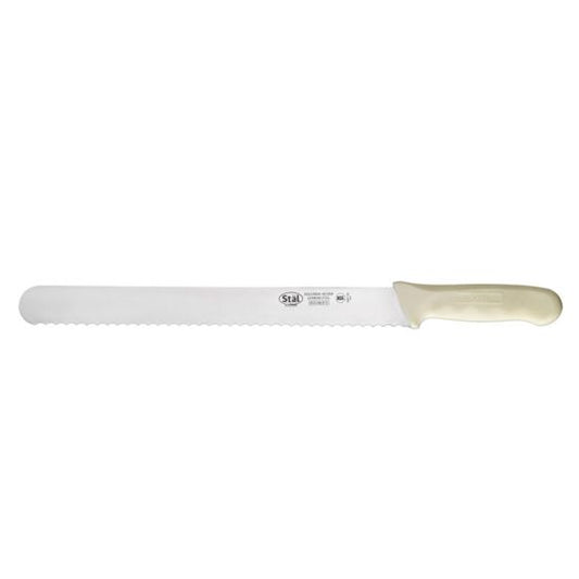 Winco KWP-121 Stal 12" Straight Bread Knife with White Handle