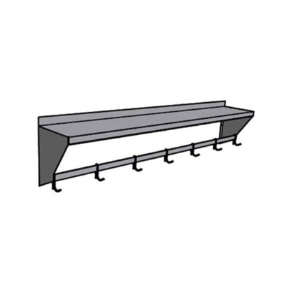 PS-14-48 14" x 48" Wall-Mount Shelf with Pot Rack