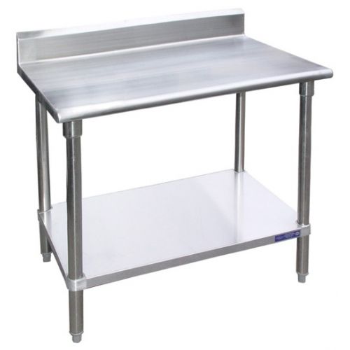 KCS 24" x 24" Stainless Steel Work Table with 4" Backsplash and Galvanized Under Shelf