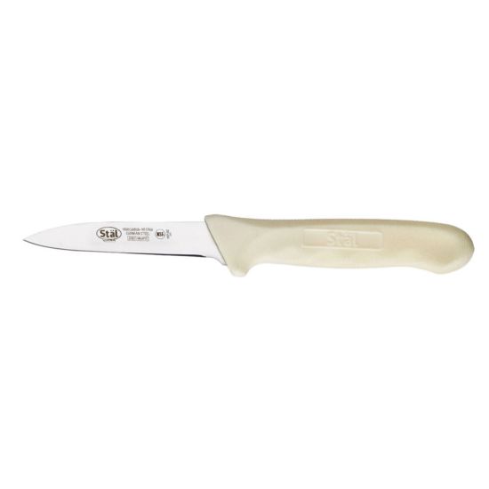 Winco KWP-30 Stal 3-1/4" Paring Knife with White Polypropylene Handle, 2-Pack