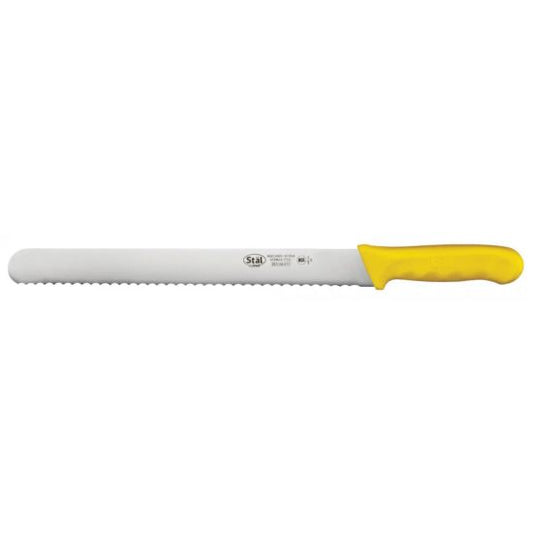 Winco KWP-121Y Stal 12" Straight Bread Knife with Yellow Handle