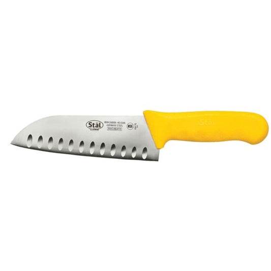 Winco KWP-70Y Stal 7" Santoku Knife with Yellow Handle