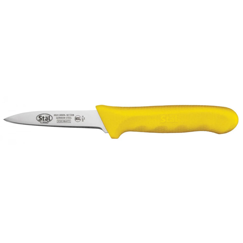 Winco KWP-30Y Stal 3-1/4" Paring Knife with Yellow Polypropylene Handle, 2-Pack