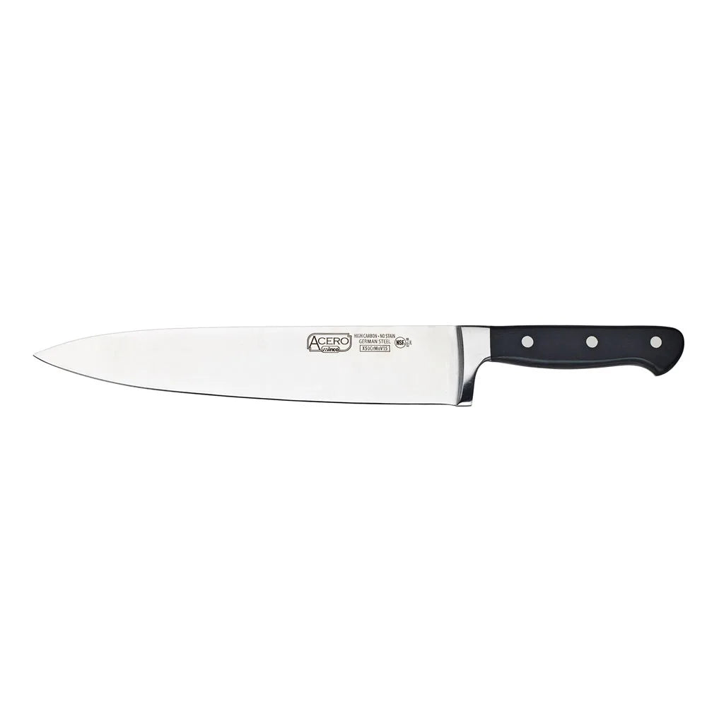 Winco KFP-100 10" Chef Knife w/ Forged Carbon German Steel, 1 Piece Full Tang