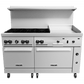 Vulcan 60SS-6B24GP Endurance™ Series Stainless Steel 60" Liquid Propane Gas Range 6-30,000 BTU Burners and 24" Thermostatic Griddle with 2 Standard Ovens