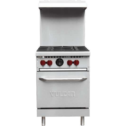 Vulcan SX24-4BN SX Series Stainless Steel 24" Natural Gas Range 4-28,000 BTU Burners and Space Saver Oven