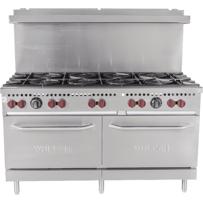 Vulcan SX60-10BN SX Series Stainless Steel 60" Natural Gas Range 10-28,000 BTU Burners and Space Saver Oven