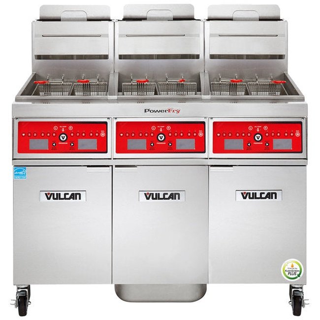 Vulcan 3VK65CF 3 Vat 195lb Powerfry5™ VK Series Gas Freestanding Commercial Fryer Computer Controls with KleenScreen Filtration System