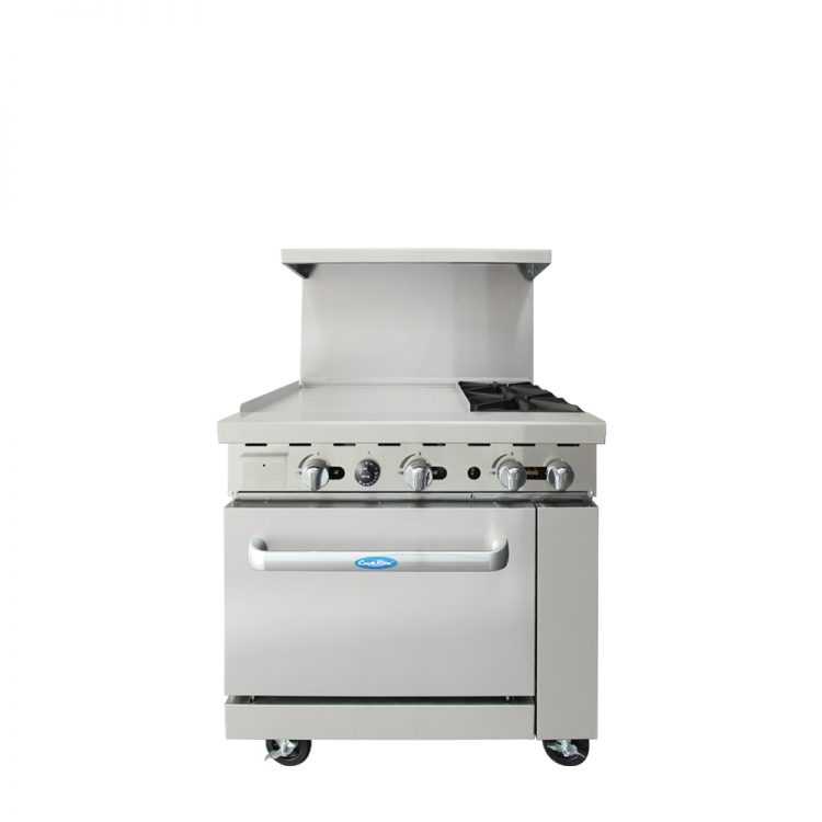 Cook Rite AGR-2B24GR — 36″ Gas Range with Two (2) Open Burners & 24″ G