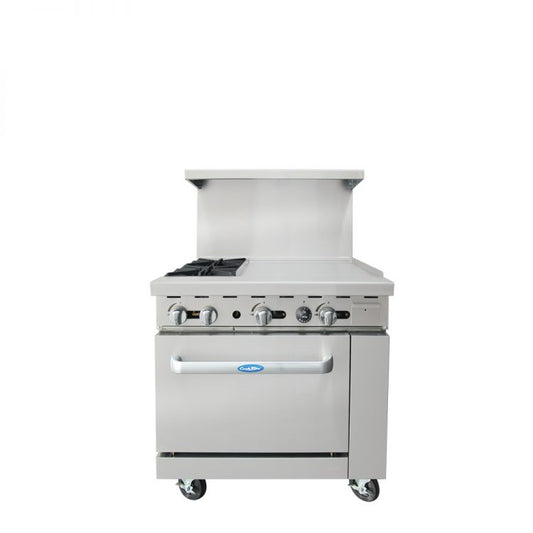 Cook Rite AGR-2B24GR — 36″ Gas Range with Two (2) Open Burners & 24″ Griddle