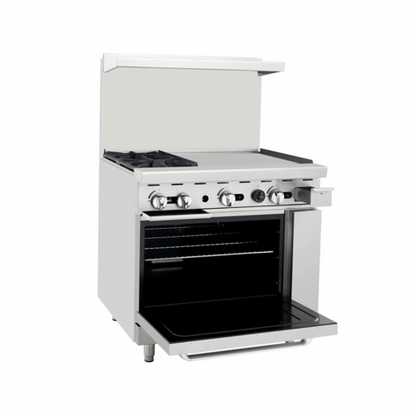 Cook Rite AGR-2B24GR — 36″ Gas Range with Two (2) Open Burners & 24″ Griddle