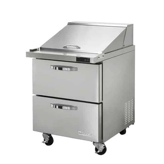 Blue Air BLMT28-D2-HC 28" Mega Top 2 Drawer All Stainless Preparation Table with 9 1/6 & 3 1/9 Pans-7.0 cu.ft.
