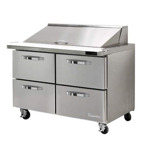 Blue Air BLMT48-D4-HC " Mega Top 4 Drawer All Stainless Preparation Table with 18 1/6 Pans-13.1 cu.ft.