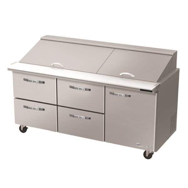 Blue Air BLMT72-D4LM-HC 72" Mega Top 4 Drawers 1 Right Door All Stainless Preparation Table with 30 1/6-20.2 cu.ft.