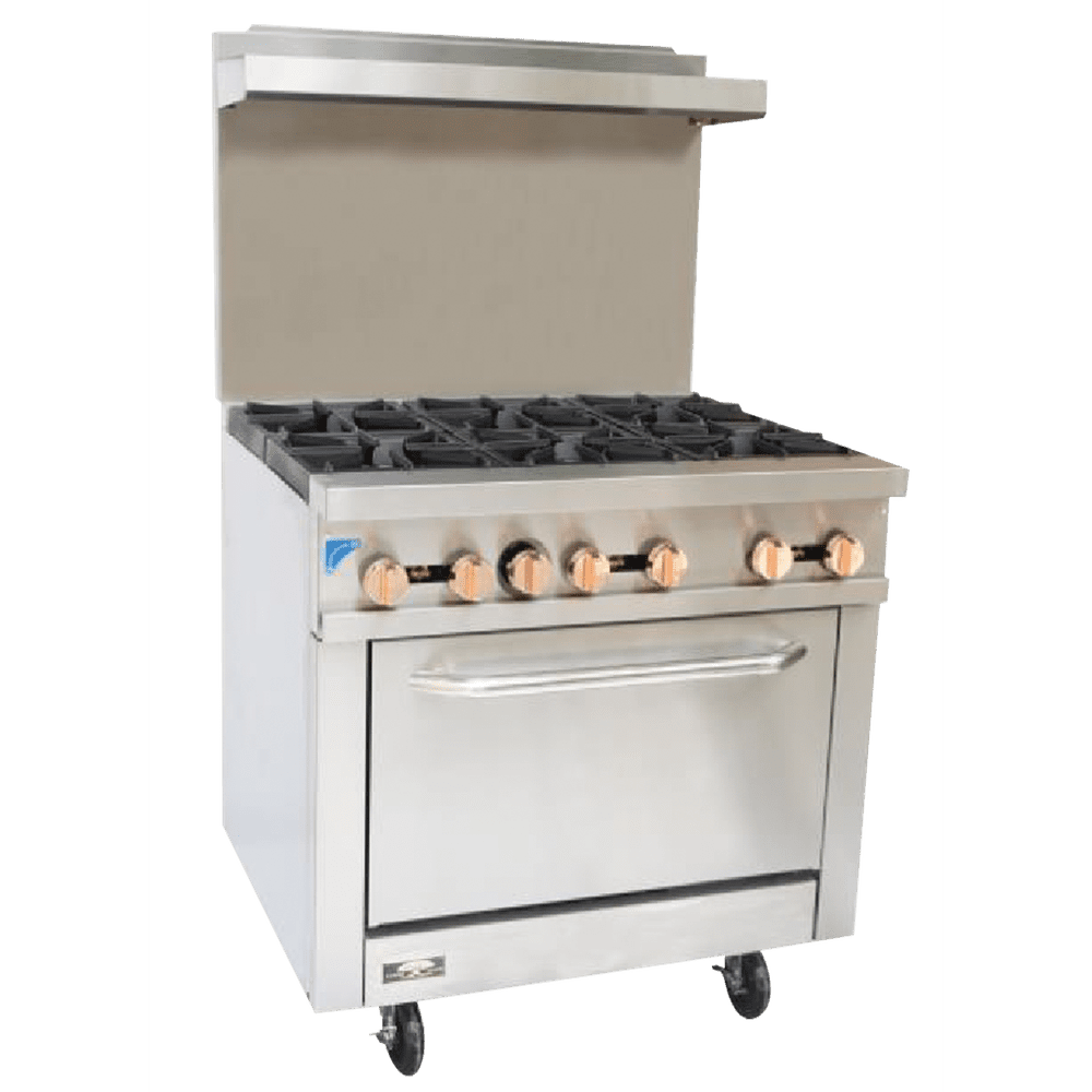Copper Beech CBR-6 Open Burner Gas Restaurant Range w/ Oven