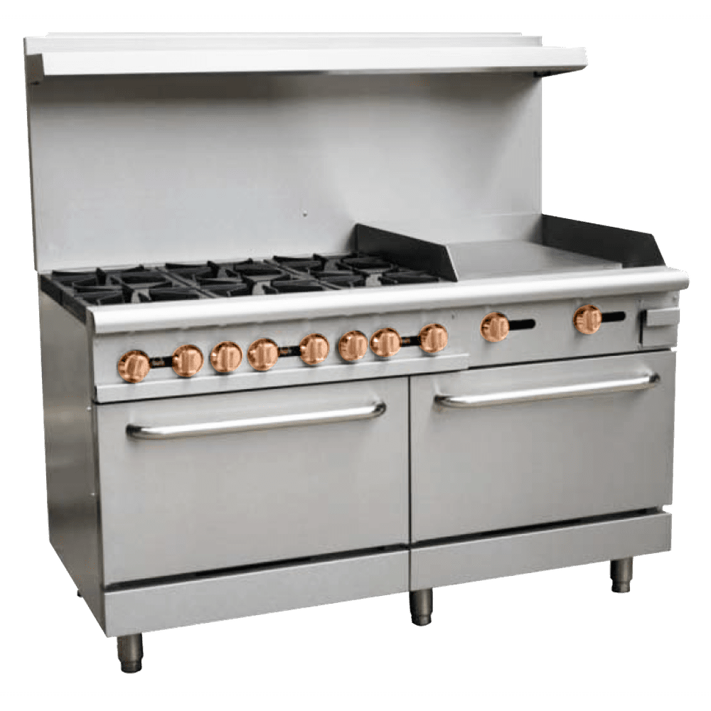 Copper Beech CBR-60-24G Open Burner Restaurant Range w/ Double Oven & 24" Griddle