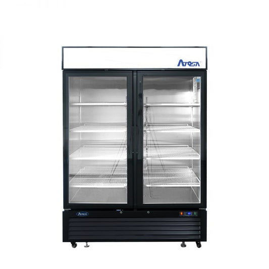 Atosa MCF8723GR — Black Cabinet Two (2) Glass Door Merchandiser Cooler