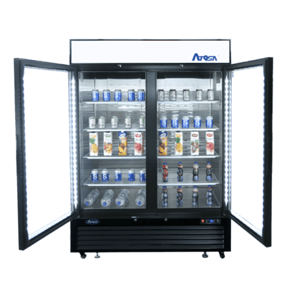 Atosa MCF8733GR — Black Cabinet Two (2) Glass Door Merchandiser Cooler