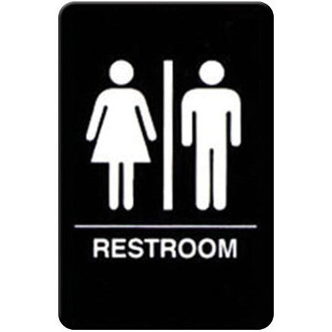 Winco SGNB-603 Restroom Sign with Braille, 6″W x 9″H