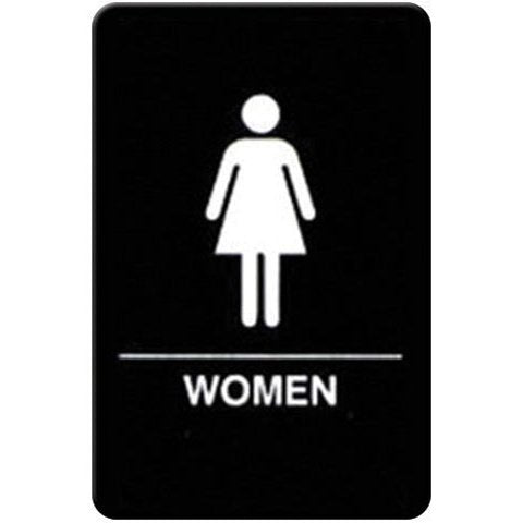 Winco SGNB-606 Women's Restroom Sign with Braille, 6″W x 9″H