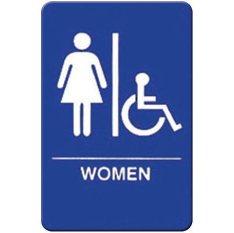 Winco Information Signs with Braille, 6″W x 9″H - SGNB-651B - Women/Accessible