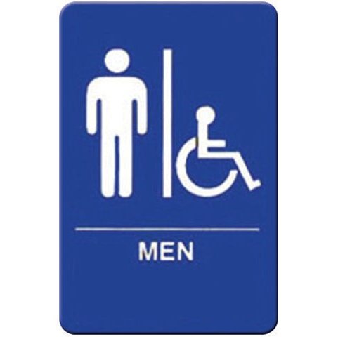 Winco Information Signs with Braille, 6″W x 9″H - SGNB-652B - Men/Accessible