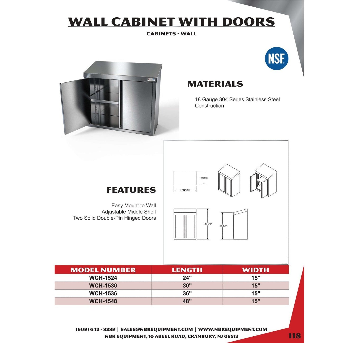 NBR Wall Cabinet With Hinged Doors